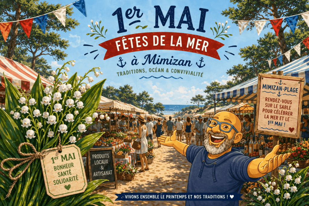 Défilé de pinasses lors de la Fête de la Mer à Mimizan-Plage le 1er mai — tradition landaise