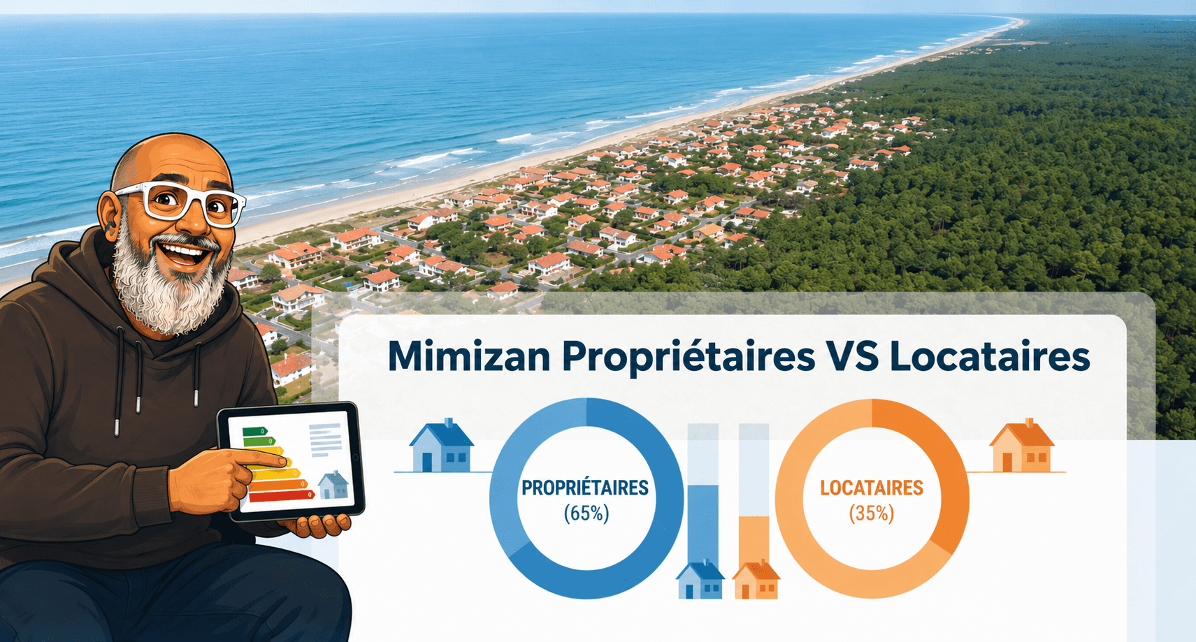 Marché immobilier de Mimizan en 2026 : 63,4% de propriétaires et 47,6% de résidences secondaires — analyse statistique complète par Olivier Roussel, conseiller immobilier IAD expert du secteur landais