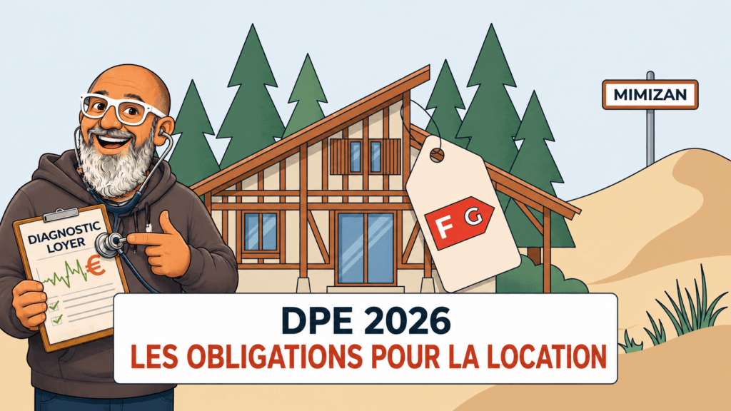 Obligations DPE 2026 pour louer a Mimizan — interdictions logements G et F, reforme du calcul et loi Le Meur Landes 40200