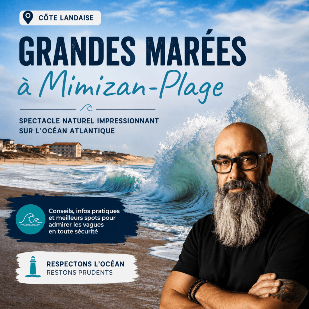 Visuel Grandes marées à Mimizan-Plage, forte houle sur l'océan Atlantique — Mimizan (Landes, 40200) — Olivier Roussel, conseiller immobilier IAD France à Mimizan (Landes, 40)