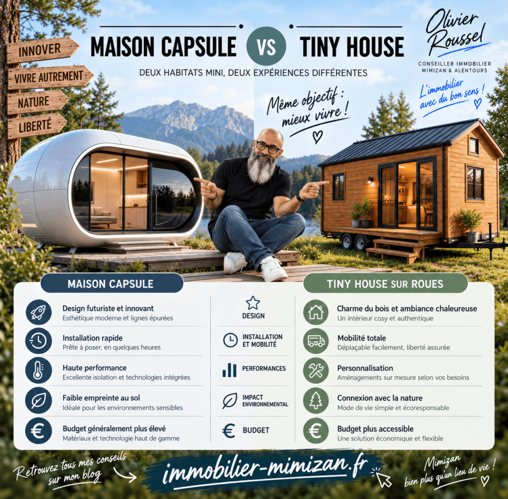 Maison capsule et tiny house à Mimizan, habitat modulaire sous les pins landais — Mimizan (Landes, 40200) — Olivier Roussel, conseiller immobilier IAD France