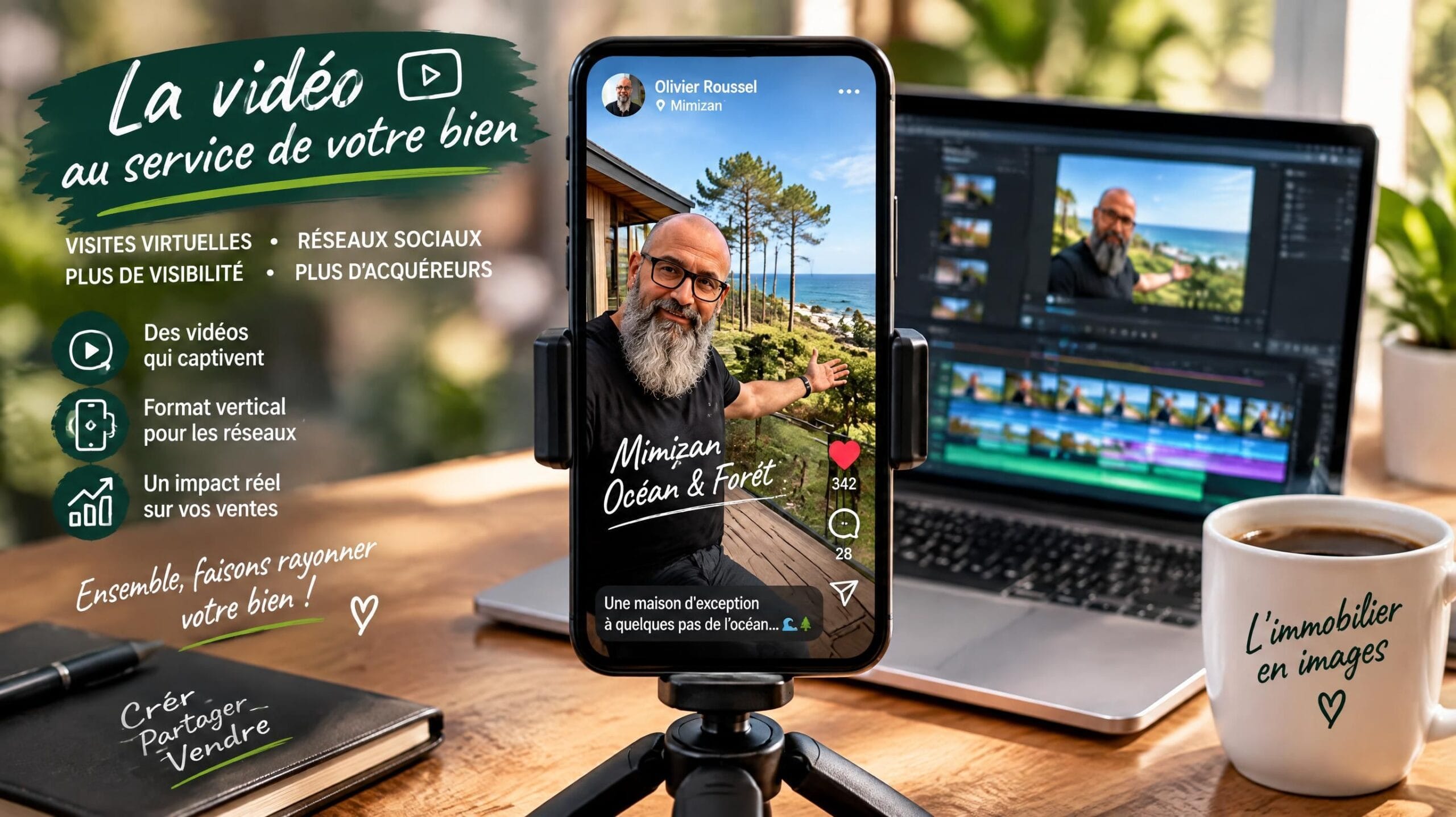 Vidéo verticale d'Olivier Roussel pour présenter un bien sur les réseaux sociaux — Mimizan (Landes, 40200) — Olivier Roussel, conseiller immobilier IAD France